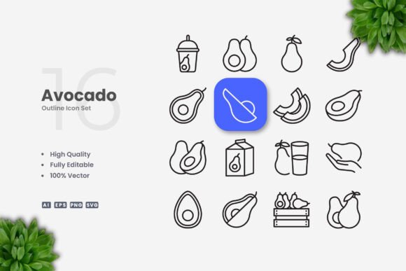 Avocado Icons: Fresh Graphics for Crafters