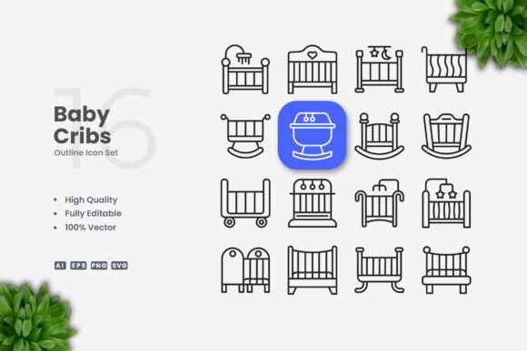 Baby Cribs Icons: A Designer's Review for Embroidery Projects