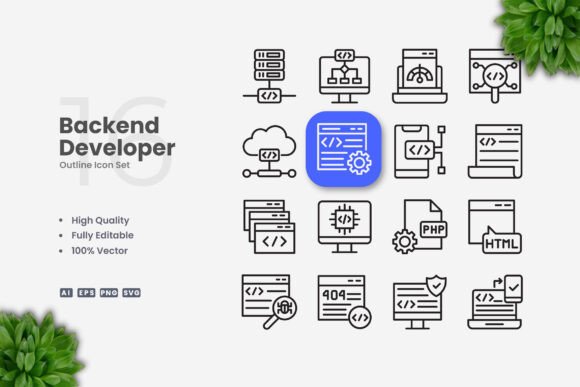 Backend Developer Icons: Essential Graphics for Modern Brands