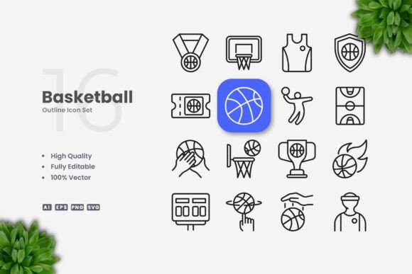 Basketball Icons: Clean Graphics for Branding