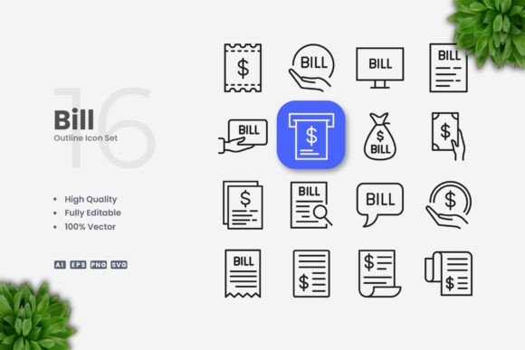 Bill Icons: Clean Graphics for Modern Editorial Icons