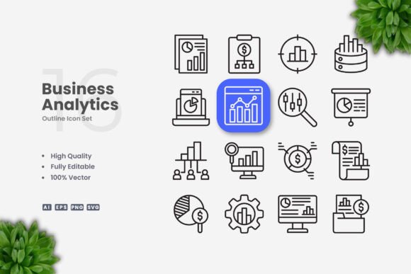 Business Analytics Icons: Graphics for Modern Branding