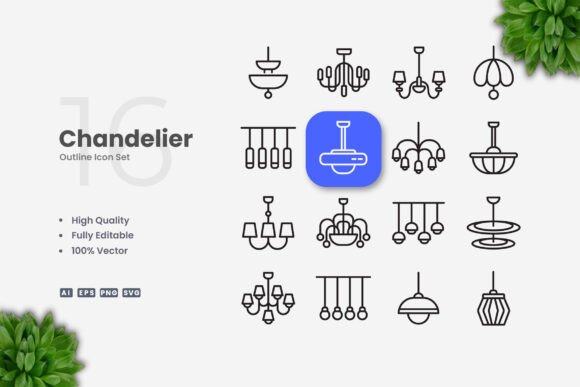 Chandelier Icons: Elegant Graphics for Modern Design