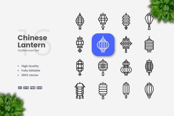 Chinese Lantern Icons: Graphics for Branding