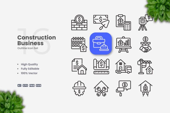 Construction Business Icons: Essential Graphics for Branding