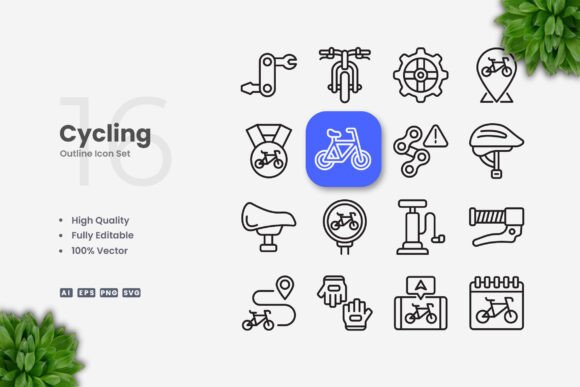 Cycling Icons: Clean Graphics for Modern Branding
