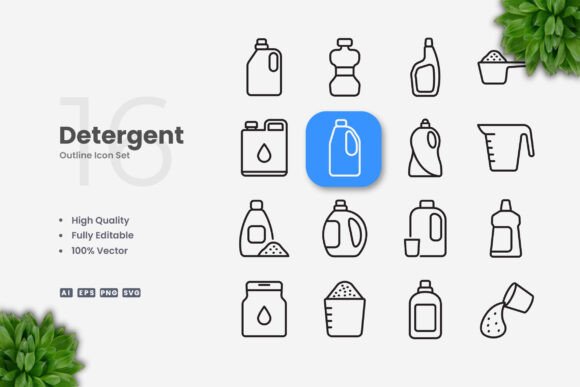 Detergent Icons: Essential Graphics for Shop Sellers