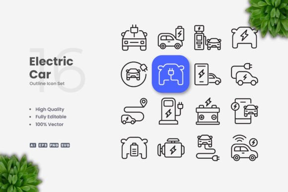 Electric Car Icons: A Designer's Review for Stitching
