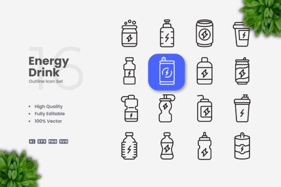 Energy Drink Icons: Clean Graphics for Modern Brands