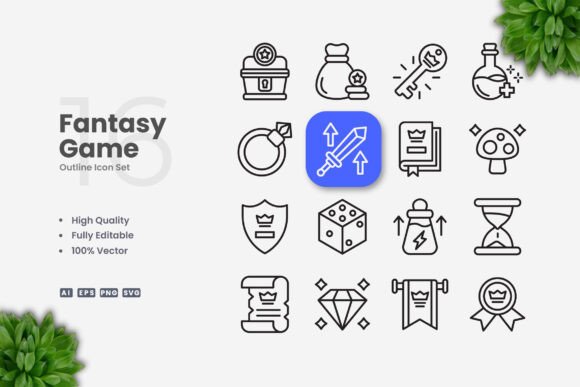 Fantasy Game Icons: Clean Graphics for Modern Brands