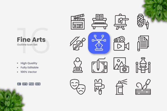 Fine Arts Icons: Clean Graphics for Modern Design