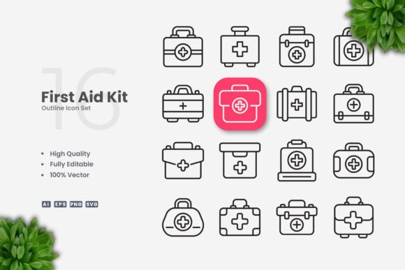 First Aid Kit Icons: Clean Graphics for Modern Design