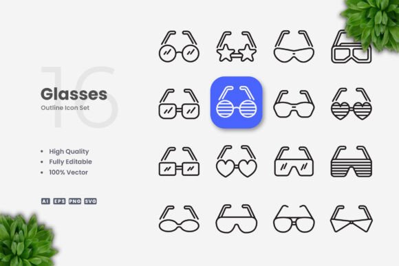 Glasses Icons: Clean Graphics for Modern Branding