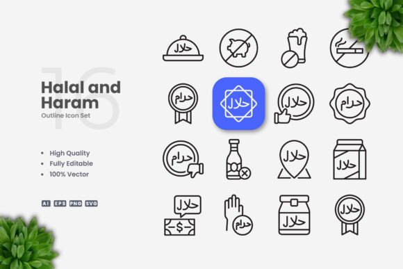 Halal and Haram Icons: Essential Graphics for Branding