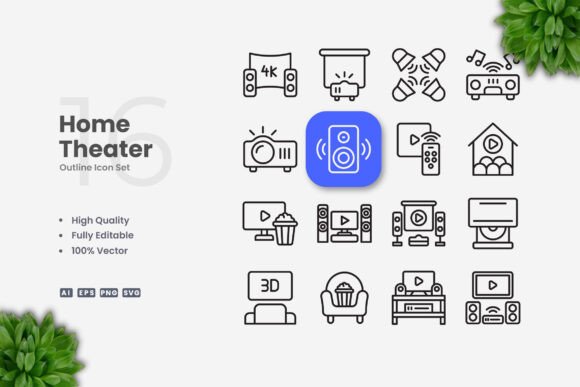 Home Theater Icons: Clean Graphics for Modern Blogs