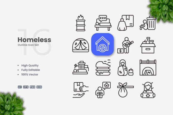 Homeless Icons: Clean Graphics for Modern Branding