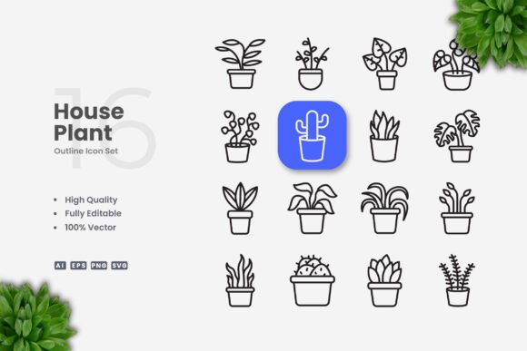 House Plant Icons: Fresh Graphics for Brand Identity