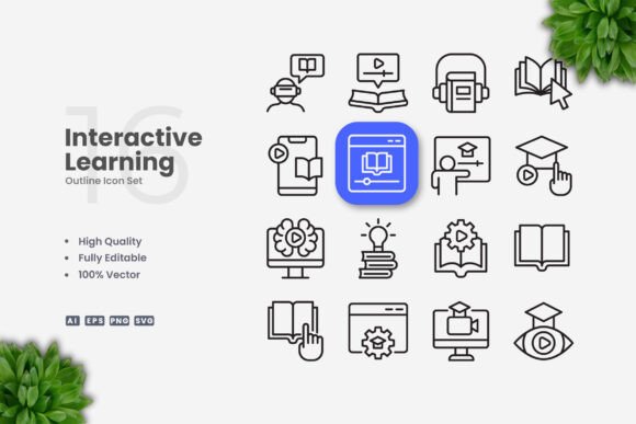 Interactive Learning Icons: Graphics for Digital Sellers