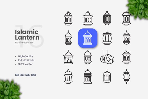 Islamic Lantern Icons: Premium Graphics for Modern Web