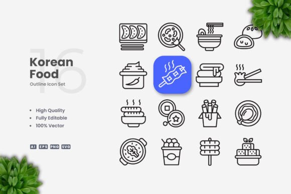 Korean Food Icons: Essential Graphics for Crafters