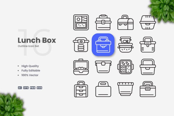 Lunch Box Icons: Clean Graphics for Branding
