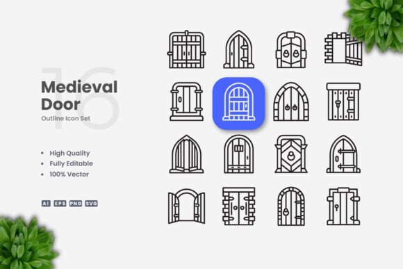 Medieval Door Icons: Graphics for Brand Identity
