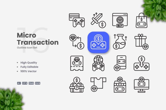 Microtransaction Icons: Clean Graphics for Modern Projects