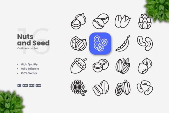 Nuts and Seed Icons: A Designer's Take on Stitching Simplicity