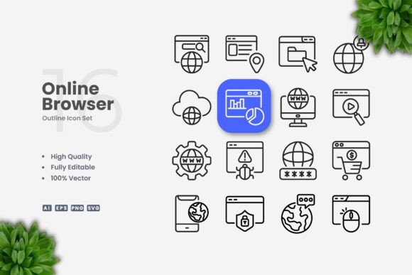 Online Browser Icons: Clean Graphics for Modern Brands