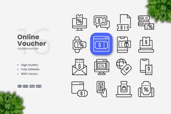Online Voucher Icons: Clean Graphics for Modern Blogs