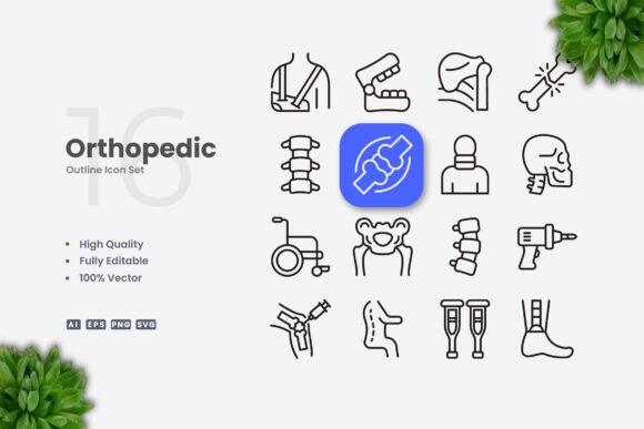 Orthopedic Icons: Clean Graphics for Health Shops