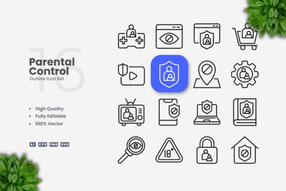 Parental Control Icons: Clean Graphics for Crafters
