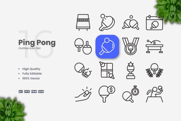 Ping Pong Icons: Clean Graphics for Digital Sellers