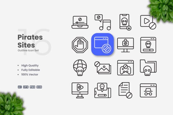 Pirate Sites Icons: Clean Graphics for Modern Branding
