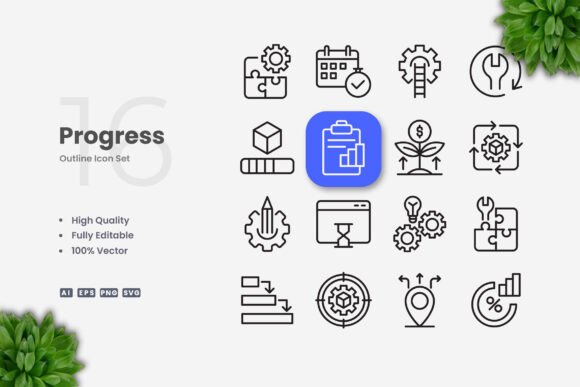 Progress Icons: Clean Graphics for Modern Projects