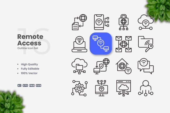 Remote Access Icons: Clean Graphics for Modern Projects