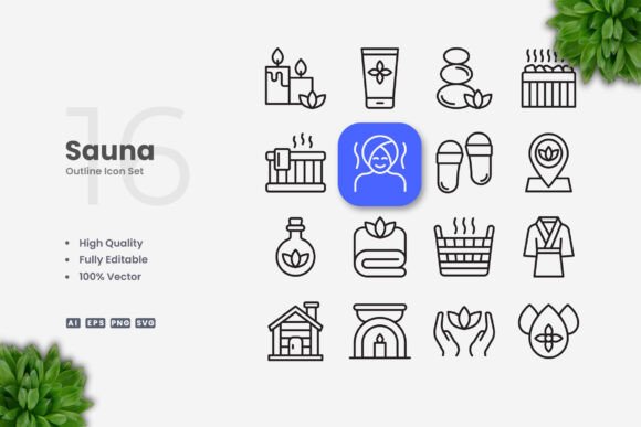 Sauna Icons: Clean Graphics for Crafters
